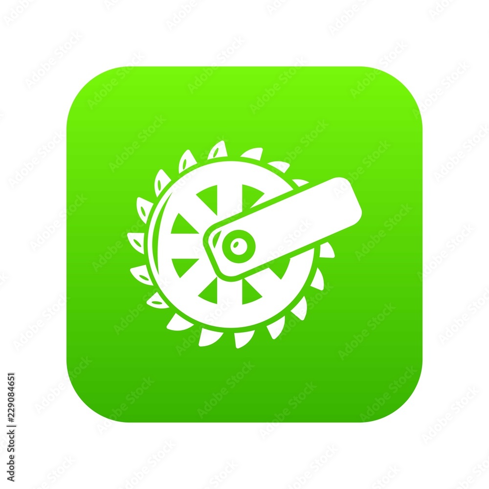 Mining cutting wheel icon green vector isolated on white background Mining cutting wheel icon green vector isolated on white background