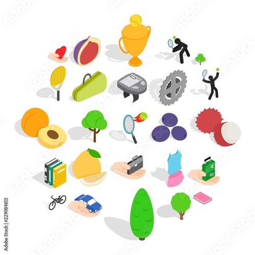Natural stamina icons set. Isometric set of 25 natural stamina vector icons for web isolated on white background