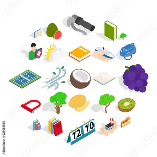 Natural resistance icons set. Isometric set of 25 natural resistance vector icons for web isolated on white background
