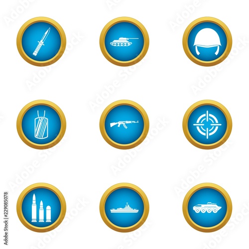 Shot icons set. Flat set of 9 shot vector icons for web isolated on white background