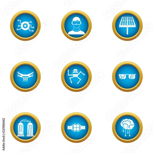 Energy game icons set. Flat set of 9 energy game vector icons for web isolated on white background