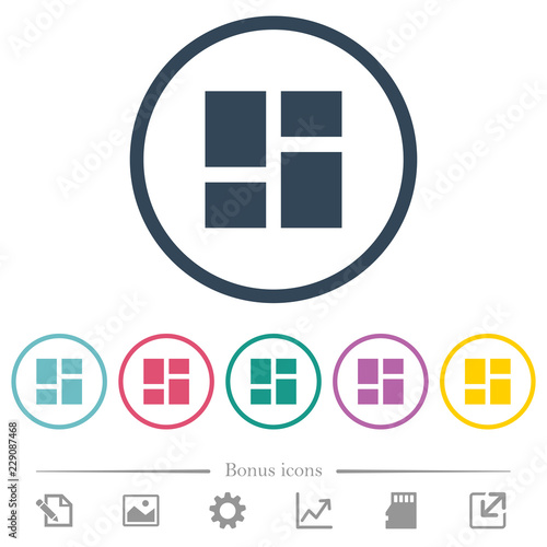 Admin dashboard panels flat color icons in round outlines