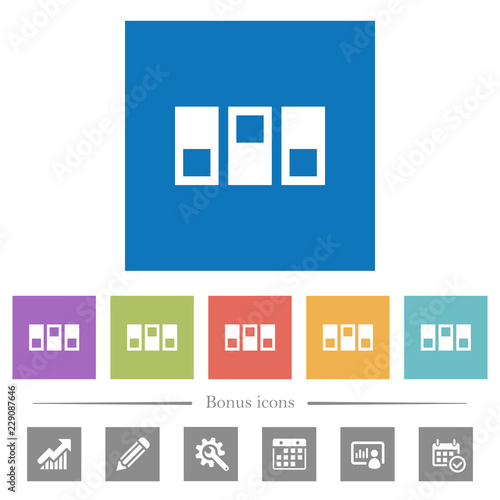 Switchboard flat white icons in square backgrounds