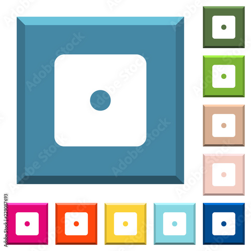 Dice one white icons on edged square buttons