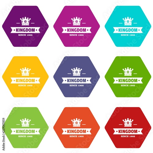 Kingdom icons 9 set coloful isolated on white for web