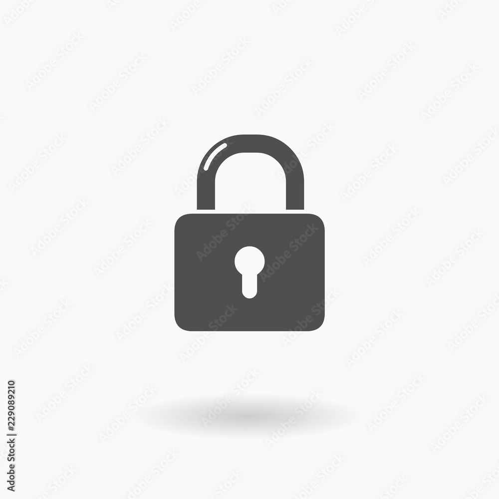 Closed Padlock vector Icon Illustration silhouette. Closed Padlock vector Icon Illustration silhouette.