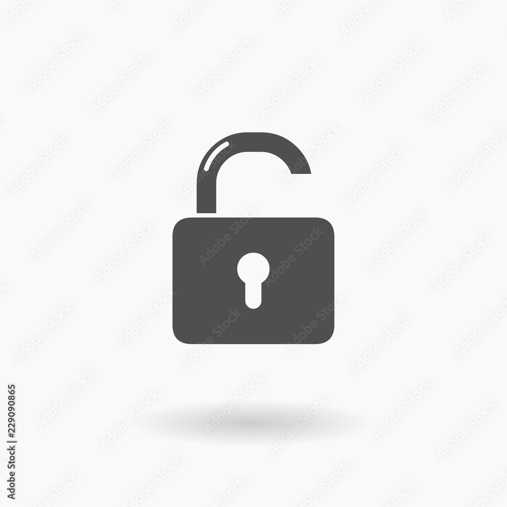 Open Padlock vector Icon Illustration silhouette. Open Padlock vector Icon Illustration silhouette.
