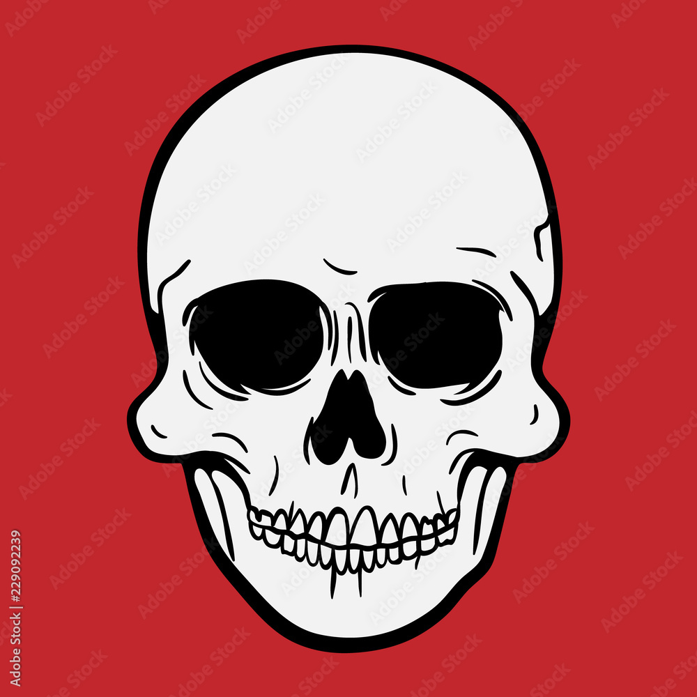 Front view vector illustration of a human skull symbol or logo Front view vector illustration of a human skull symbol or logo