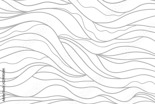 Wavy background. Hand drawn lines. Hair texture. Monochrome wave pattern. Doodle for design. Line art. Illustration for work. Design for spiritual relaxation for adults. Black and white wallpaper
