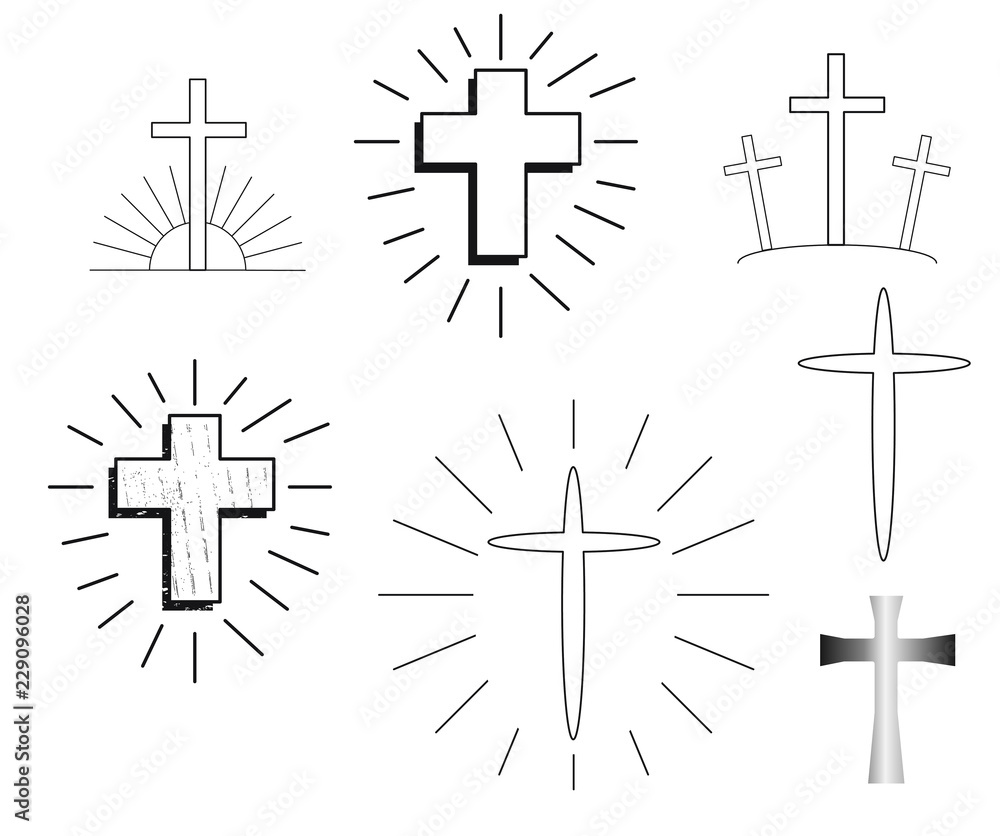 Crosses-line art Crosses-line art