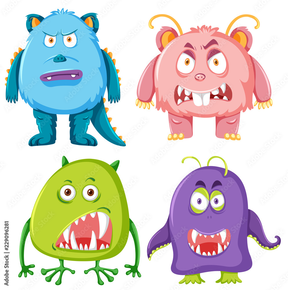 Fototapeta premium Set of scary monster