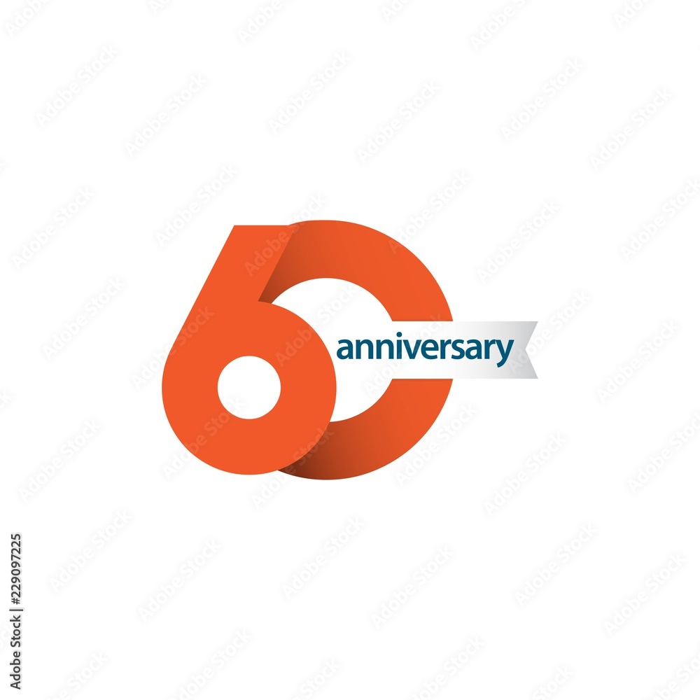 60 Year Anniversary Vector Template Design Illustration