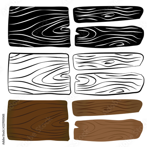Wood in three colors and cartoon style