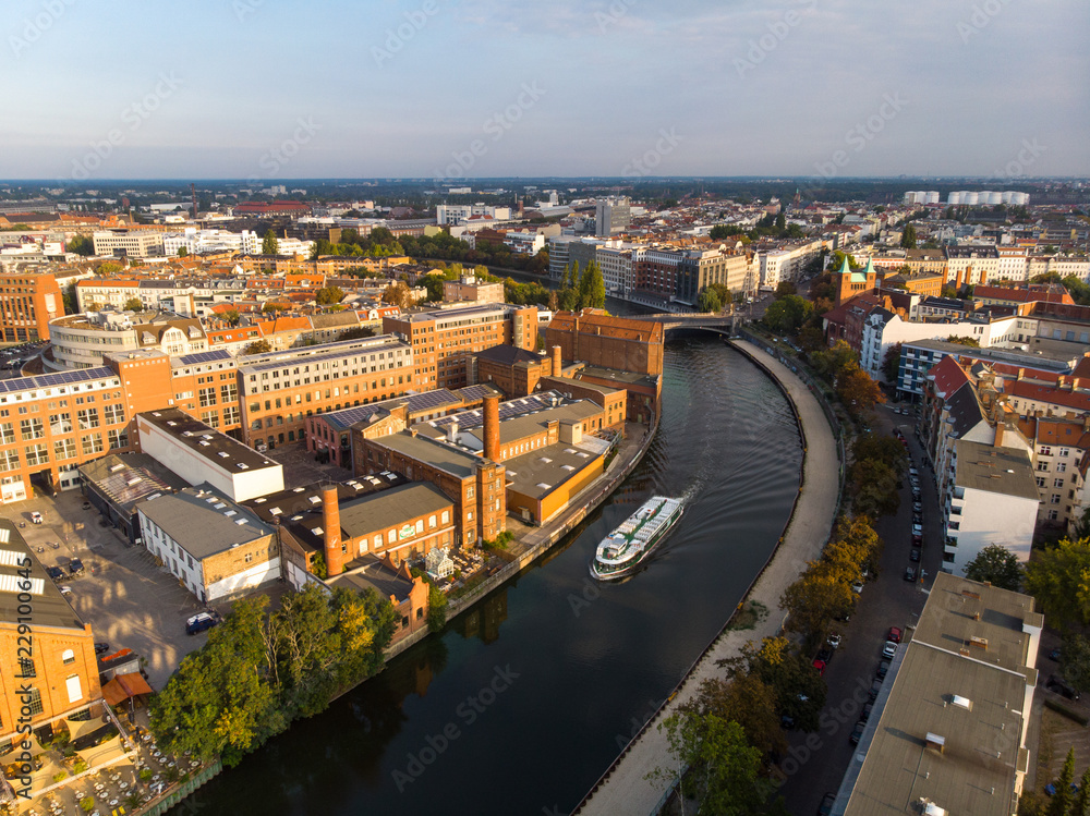 Drone view on Berlin and Spree