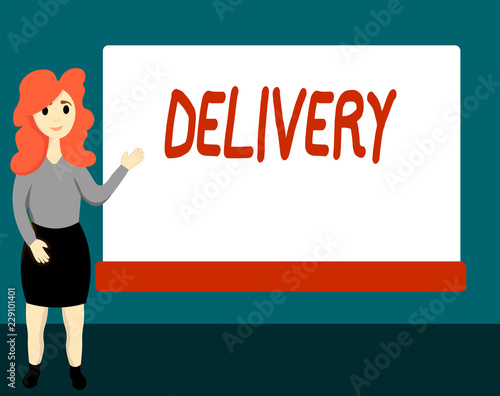 Handwriting text Delivery. Concept meaning action of delivering letters parcels or goods Giving birth. photo