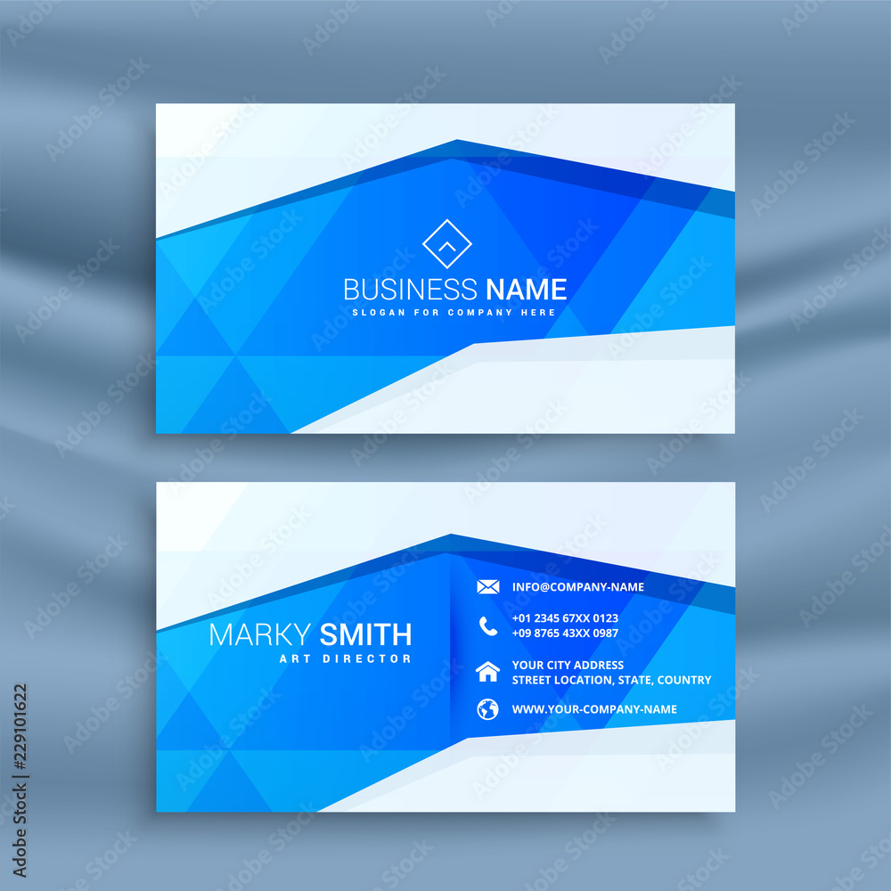 abstract blue geometric business card design