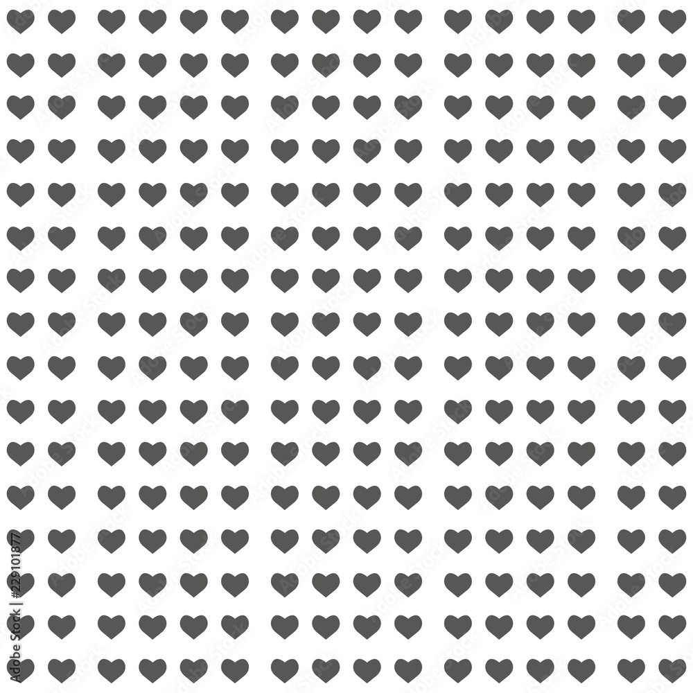 Black heart seamless pattern on white background vector. Minimalist style.