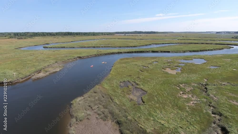 Marsh in coastal Maine. Aerial view of winding waterway. Marsh in coastal Maine. Aerial view of winding waterway.
