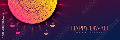 happy diwali beautiful decorative banner design