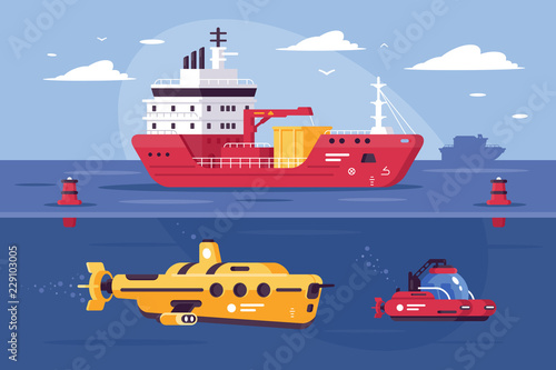 Water transport for carriage of goods, exploring sea.