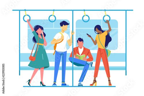 International people go to subway, underground about their business.