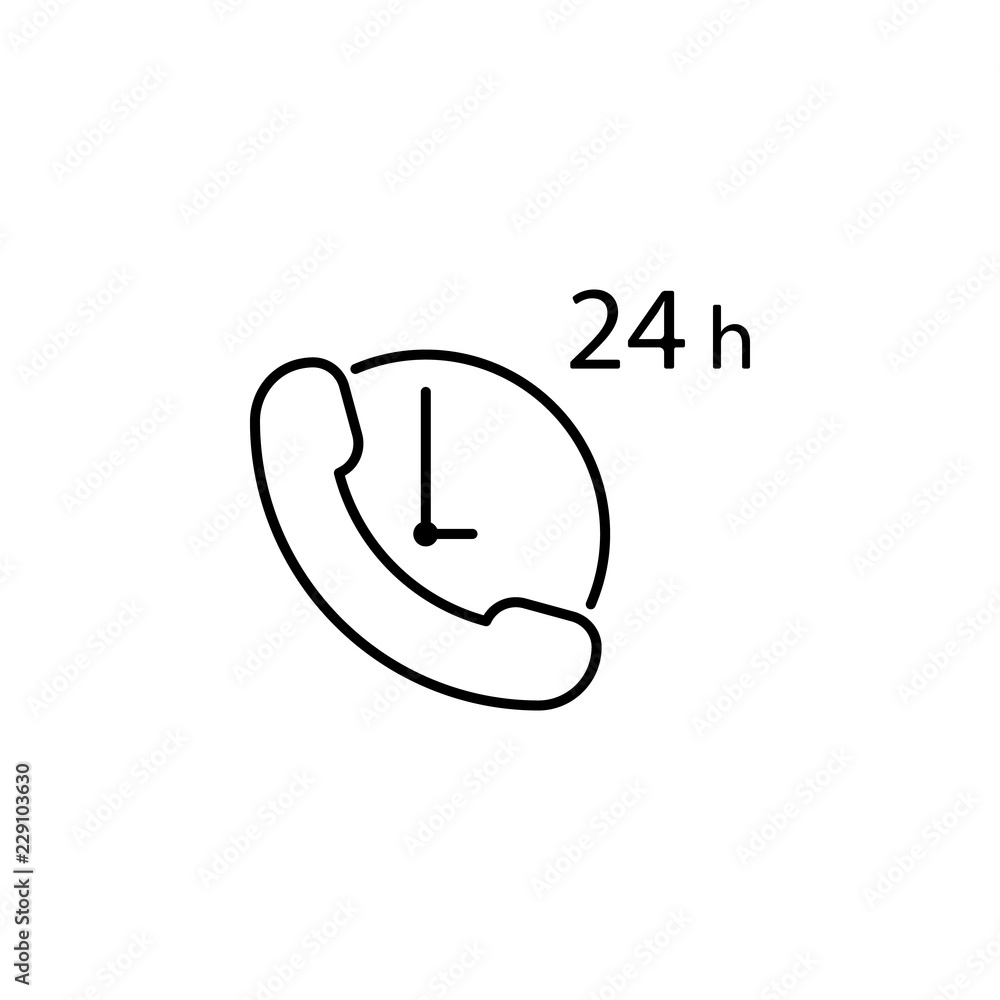 24 hours service icon. Element of telecommunication icon for mobile concept and web apps. Thin line 24 hours service icon can be used for web and mobile 24 hours service icon. Element of telecommunication icon for mobile concept and web apps. Thin line 24 hours service icon can be used for web and mobile