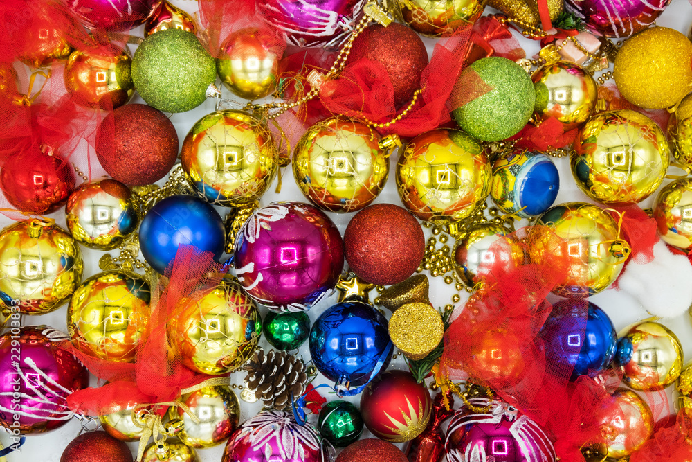 Beautiful christmas background image of colorful balls.