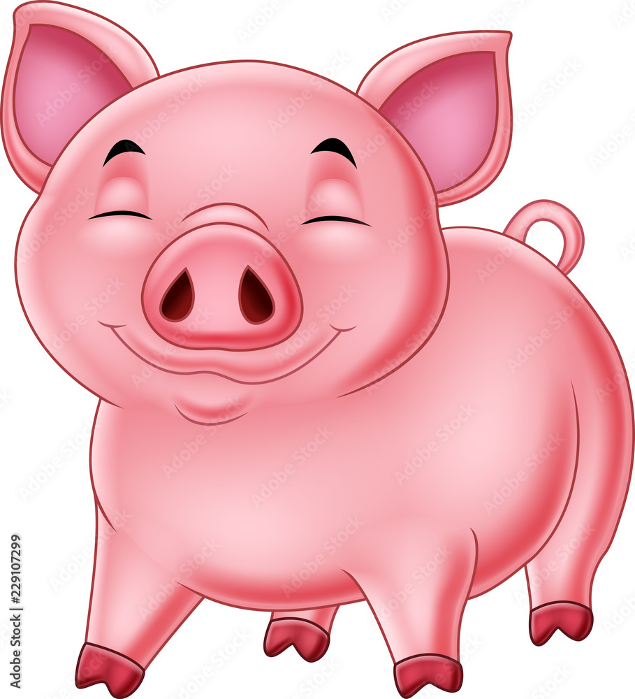 Cartoon happy pig isolated on white background Cartoon happy pig isolated on white background