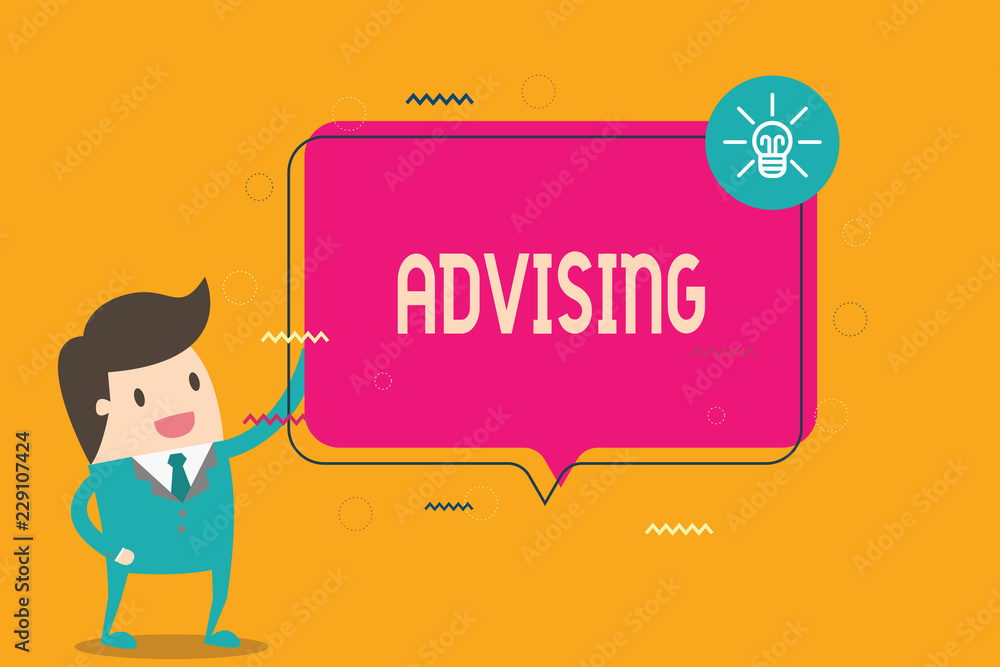 Word writing text Advising. Business concept for Give advice recommendation assistance professional support. Word writing text Advising. Business concept for Give advice recommendation assistance professional support.