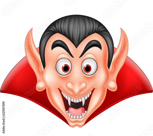 Cartoon vampire head isolated on white background