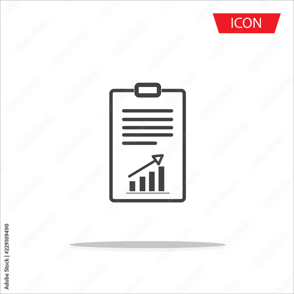 Report text file vector icon, Document with chart symbol, Graph in report text file icon vector. Report text file vector icon, Document with chart symbol, Graph in report text file icon vector.