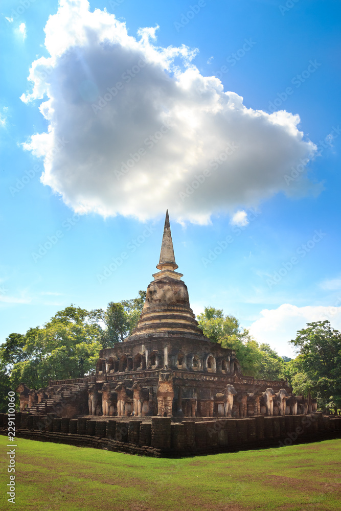 Wat Chang Lom in Si Satchanalai Historical Park, Sukhothai, Thailand.