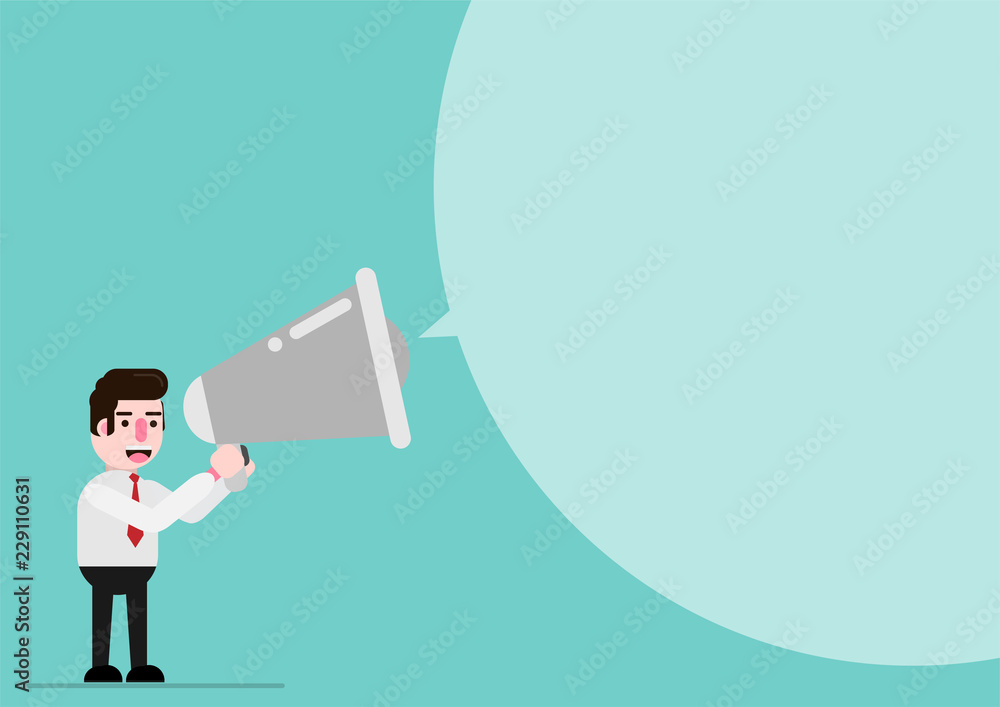 flat design businessman announces message flat design businessman announces message