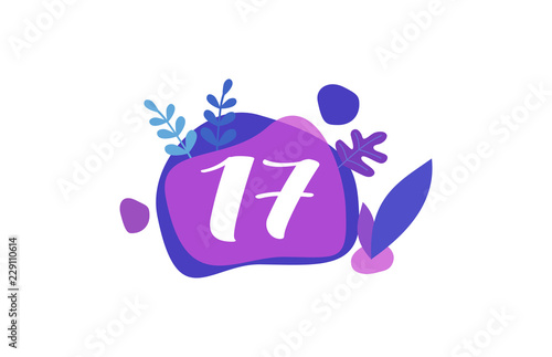 17 Years Anniversary Modern purple Blue Flat Design