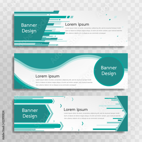 A set of green banner templates designed for the web and various headlines are available in three different designs.