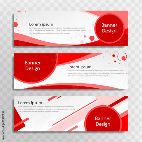 A set of red banner templates designed for the web and various headlines are available in three different designs.