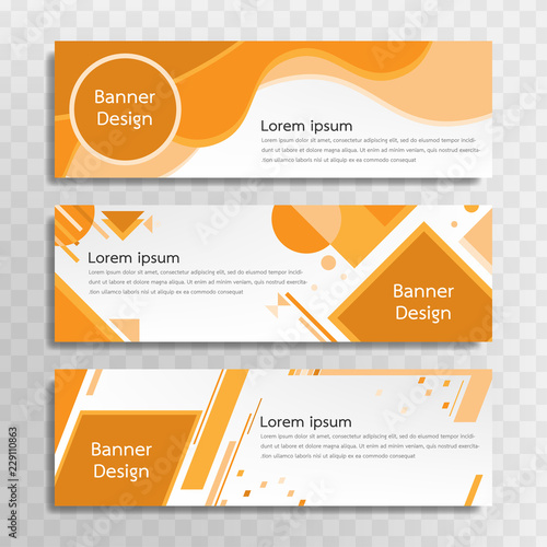 A set of yellow banner templates designed for the web and various headlines are available in three different designs.