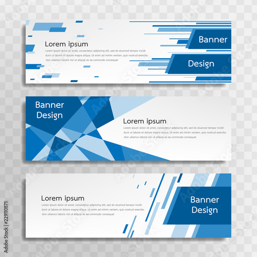 A set of blue banner templates designed for the web and various headlines are available in three different designs.