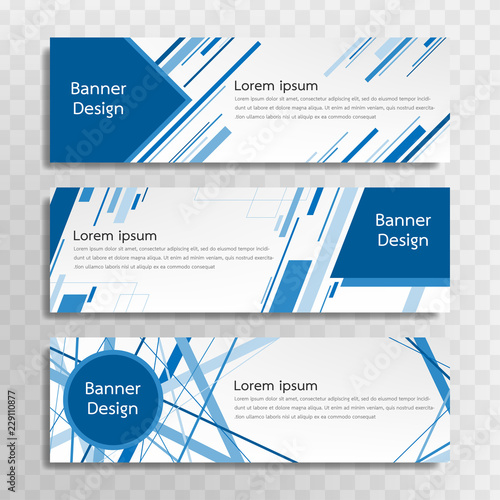 A set of blue banner templates designed for the web and various headlines are available in three different designs.