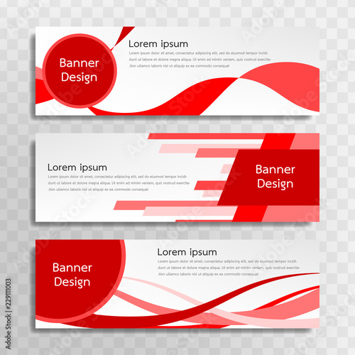 A set of red banner templates designed for the web and various headlines are available in three different designs.