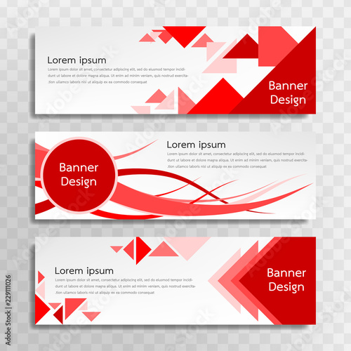 A set of red banner templates designed for the web and various headlines are available in three different designs.