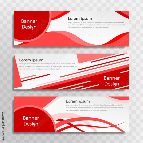A set of red banner templates designed for the web and various headlines are available in three different designs.