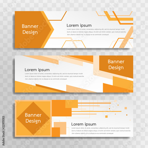 A set of yellow banner templates designed for the web and various headlines are available in three different designs.
