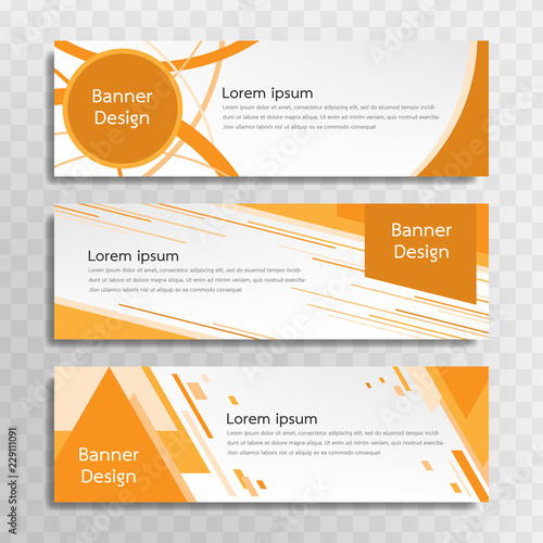 A set of yellow banner templates designed for the web and various headlines are available in three different designs.