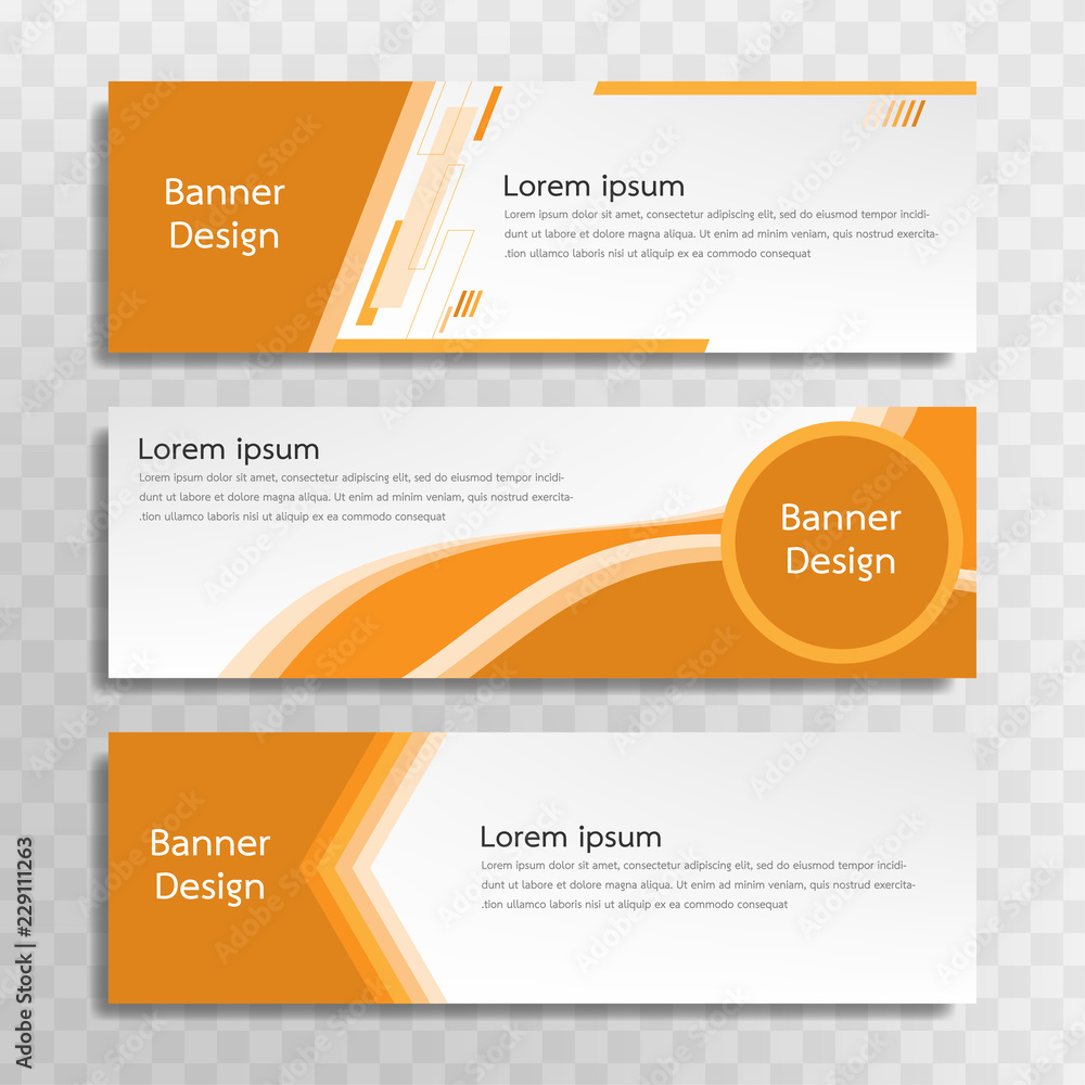 A set of yellow banner templates designed for the web and various headlines are available in three different designs.