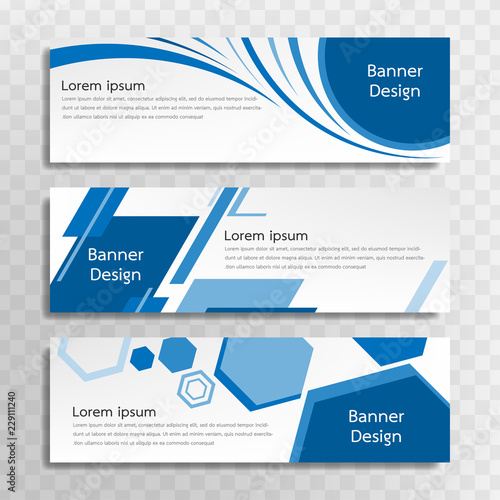 A set of blue banner templates designed for the web and various headlines are available in three different designs.
