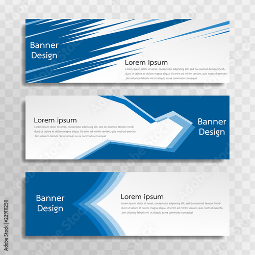A set of blue banner templates designed for the web and various headlines are available in three different designs.