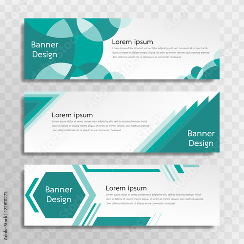 A set of green banner templates designed for the web and various headlines are available in three different designs.