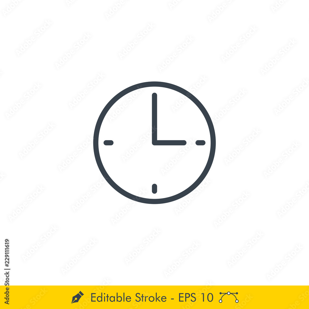 Clock Icon / Vector - In Line / Stroke Design Clock Icon / Vector - In Line / Stroke Design