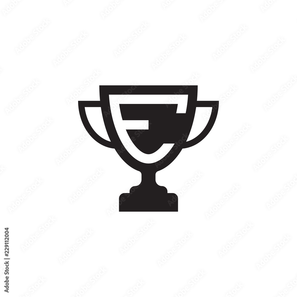 initial letter E logo trophy vector